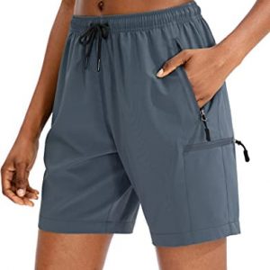 SANTINY Women’s Hiking Cargo Shorts Quick Dry Lightweight Summer Shorts for Women Travel Athletic Golf with Zipper Pockets
