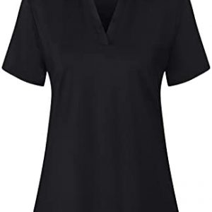 Vidusou Summer Tops for Women,Ladies Shorts Sleeve Casual Polo V Neck Plus Size Oversize Clothes Golf Apparel Black XXL