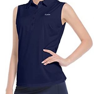 Ksmien Women’s Golf Polo Sleeveless Shirts Tennis Outdoor Athletic Tank Tops Quick Dry UPF 50+