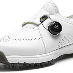 NOXNEX Men’s Spiked Golf Shoes Waterproof Quick-Lacing Slip On Golf Shoe Golf Training Sneakers