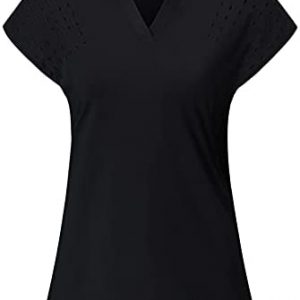 Felisou Womens V Neck Golf Polo Shirts Short Sleeve Sport Shirt Workout Tops