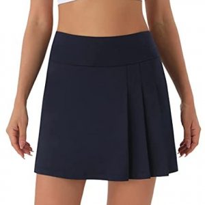 PERSIT Women’s High Waisted Pleated Tennis Skirts Golf Running Workout Athletic Skorts with Pockets and Shorts