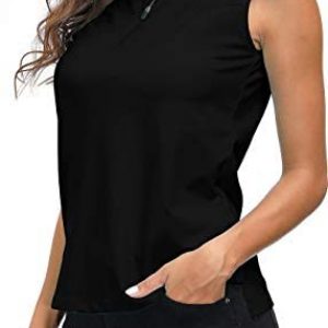 AIRIKE Golf Polo Shirts for Women Slim Fit Woman Sleeveless Sports Shirts Quick Dry Athletic Tank Tops for Tennis Work