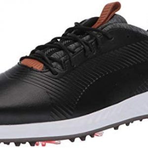 PUMA mens Ignite Pwradapt Leather 2.0 Golf Shoe, Black, 9.5 US