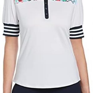 Callaway Women’s Floral and Stripe Print Half Sleeve Golf Shirt