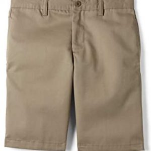 Lands’ End School Uniform Little Boys Plain Front Stain Resistant Wrinkle Resistant Chino Shorts 5 Khaki