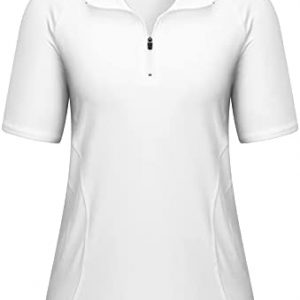 Koscacy Womens Quarter Zip Polo Shirts Short Sleeve Quick Dry Golf Tennis Athletic Tops