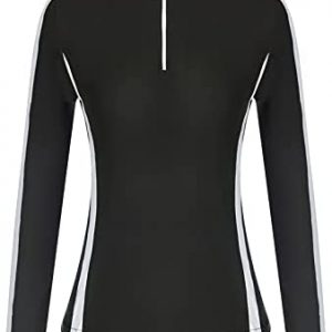 JACK SMITH Women Golf Polo Shirts Long Sleeve Moisture Wicking Tennis Shirts Zipper Slim Fit Sports Active Tops