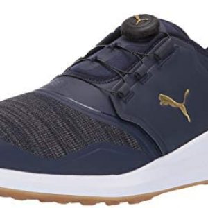 PUMA mens Ignite Nxt Disc Golf Shoe, Peacoat-puma Team Gold-puma White, 11.5 US