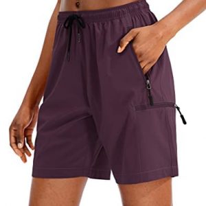 SANTINY Women’s Hiking Cargo Shorts Quick Dry Lightweight Summer Shorts for Women Travel Athletic Golf with Zipper Pockets