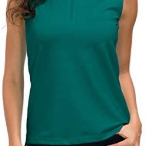 AjezMax Womens Sleeveless Golf Shrts Polos T-Shirts Zipper Golf Top