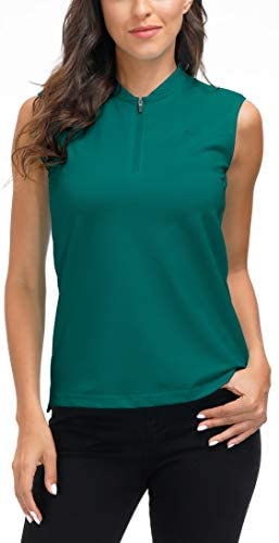 AjezMax Womens Sleeveless Golf Shrts Polos T-Shirts Zipper Golf Top 2 AjezMax Womens Sleeveless Golf Shrts Polos T-Shirts Zipper Golf Top - Image 2