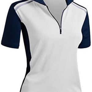 CLOVERY Women’s Active Wear Short Sleeve Zipup Polo Shirt