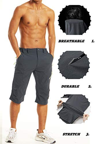 TACVASEN Men's 3/4 Capri Pants Quick Dry Workout Hiking Cargo Shorts with Zipper Pockets 5 TACVASEN Men's 3/4 Capri Pants Quick Dry Workout Hiking Cargo Shorts with Zipper Pockets - Image 5