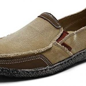 JAMONWU Mens Canvas Shoes Slip on Deck Shoes Casual Cloth Boat Shoes Non Slip Casual Loafer Flat Outdoor Sneakers
