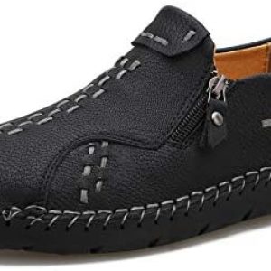Govicta Men’s Oxfords Shoes Slip on Loafers Slipper Hand Stitching Leather Casual Shoes Fashion Walking Driving Work Shoes for Men Outdoor