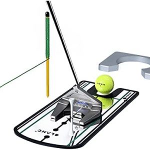 GLANC Golf Putting Mirror Set, 3 in 1 Set Golf Putting Training Aid Equipment – Putting Alignment Mirror with Carry Bag | Golf Putting String Guide Line | Putting Hole Cup to Improve Your Putting