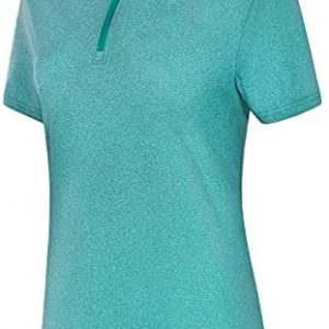 Yakestyle Women’s Golf Polo Shirt Quarter Zip Quick Dry Tennis Athletic Tops