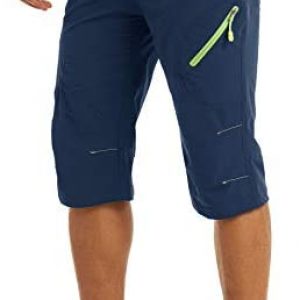 TACVASEN Men’s 3/4 Capri Pants Quick Dry Workout Hiking Cargo Shorts with Zipper Pockets