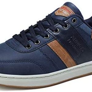 AX BOXING Mens Fashion Sneakers Low Top Casual Shoes Leather Breathable Walking Shoes