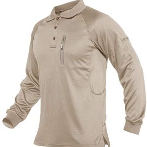 MAGCOMSEN Men’s Polo Shirt Zip Pocket Quick Dry Performance Long Sleeve Tactical Shirts Pique Jersey Golf Shirt