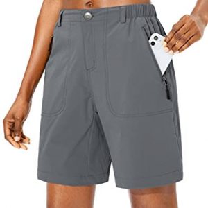 Pudolla Women’s Hiking Cargo Shorts Quick Dry Summer Travel Shorts for Women with Zipper Pockets for Outdoor Walking Kayaking