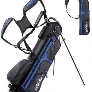 LONGCHAO Golf Bag for Men- Black White Stand Golf Bag Lightweight 4 Way Top – Detachable Cute Backpacks Removable Rain Hood,Hybrid Walking Golf Bag with Stand