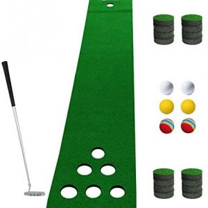 NAIZEA Golf Putting Mat Game Set, Golf Putting Green Mat, Golf Practice Training Aid, Foldable Golf Training Mat, Golf Practice Putter Equipment for Indoor