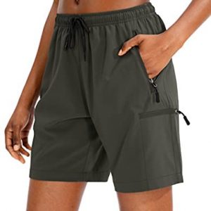SANTINY Women’s Hiking Cargo Shorts Quick Dry Lightweight Summer Shorts for Women Travel Athletic Golf with Zipper Pockets