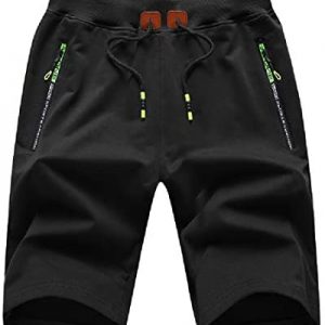 MO GOOD Mens Workout Casual Shorts for Jogging,Comfy and Loose with Zipper Pockets and Elastic Waist Big and Tall