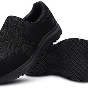 HISEA Non Slip Shoes for Men Lightweight Chef Shoes Nurse Shoes Comfortable Mens Slip On Shoes Black