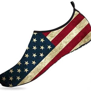 NUFURE American Flag Water Sports Shoes Quick-Dry Aqua Socks for Beach Swim Surf Yoga Boat for Men Women Kids