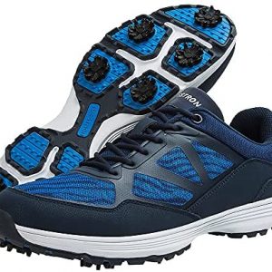 Thestron Men Golf Shoes Mesh Breathable Breathable Golf Walking Sport Sneakers 7 Spikes Golf Trainers