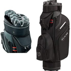 RAM Golf Premium Cart Bag with 14 Way Molded Organizer Divider Top Black/Silver