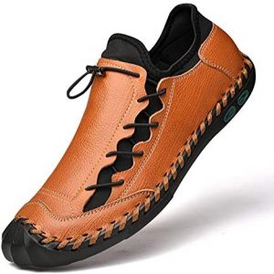 LZDZN Shoes for Men’s Genuine Leather Loafers & Slip-ons Dress Driving Men Comfort Fashion Male Handmade Summer Luxury Size Big Foot Wide Fat Feet Breathable Walking New Work Office Business Boat