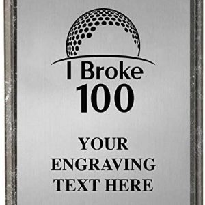Golf I Broke 100 Plaques, Personalized Golf Trophy Plaque Award, Great Custom Engraved Golf Awards Prime