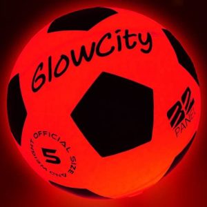 GlowCity Light Up LED Soccer Ball Blazing Red Edition|Glows in The Dark with Hi-Bright LED Lights – Size 5