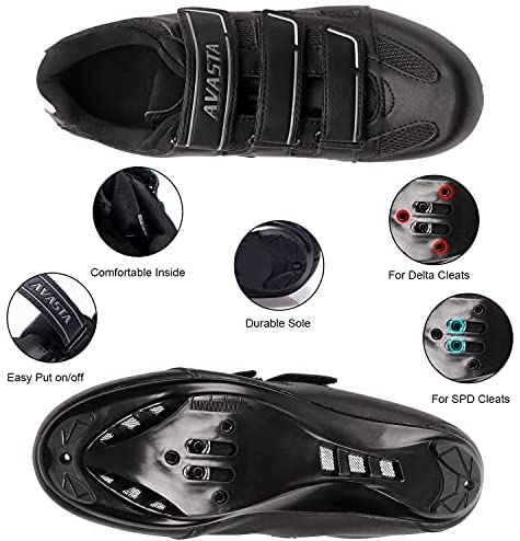 AVASTA Unisex Indoor Cycling Shoes with 3 Straps,Road Mountain Bike Cycling Shoes Compatible with SPD, Delta Cleats,Wide Type 4 AVASTA Unisex Indoor Cycling Shoes with 3 Straps,Road Mountain Bike Cycling Shoes Compatible with SPD, Delta Cleats,Wide Type - Image 4