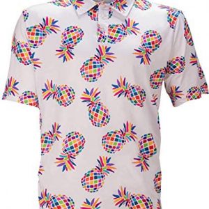 Proud 90 Pineapple Party Performance Fun Golf Apparel – Polyester Polo Shirts for Men