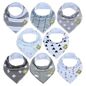 Organic Baby Bandana Drool Bibs – Bandana Bibs for Boys, Girls by KeaBabies- Super Absorbent Bandana Drool Bibs – Teething Bibs – Organic Cotton Baby Bibs for Infant (Grayscape)