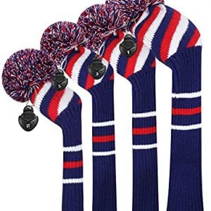Scott Edward Knit Golf Head Covers 4 Pieces Pack Fit Over Well Driver Wood(460cc) Fairway Wood2 and Hybrid(UT) with Rotating Number Tags