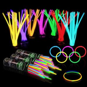 300 Glow Sticks Bulk Party Supplies – Glow in The Dark Fun Party Favors Pack with Connectors, Neon 8 inch Glowsticks Bracelets and Necklaces