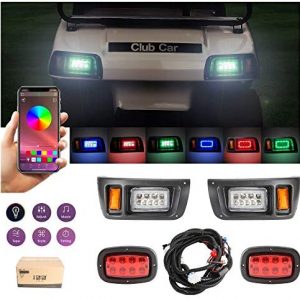 10L0L Golf Cart LED Light Kit with RGB Daytime Running for Club Car DS, RGB Multi Color LED Daytime Running Light Strip Neon Turn Signal Lights Switchback Light (APP Control) Must be Work with 16-48V