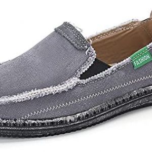 VILOCY Men’s Slip on Deck Shoes Canvas Loafer Vintage Flat Boat Shoes