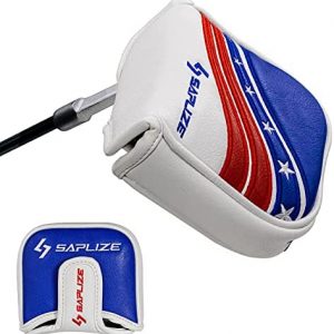 SAPLIZE PU Leather Golf Club Head Covers for Driver/Fairway Wood/Hybrid/Iron/Blade Putter/Mallet Putter, Embroidered US Flag Design Golf Head Covers