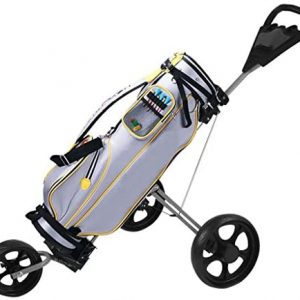 AKIWOS 3 Wheels Golf Push Cart Folding Golf Trolley Lightweight Folding Golf Push/Pull Cart Durable Black