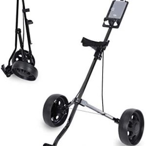 TANGNADE Foldable Golf Cart, 2 Wheel Push Pull Golf Cart TPE Handle Score Board Trolley Swivel Steel Light