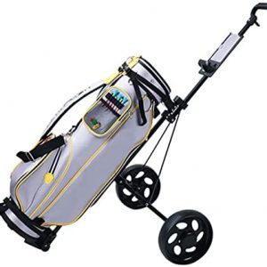 CCHH New Foldable 2 Removable Wheel – Push Pull Golf Cart/Cup Holder Trolley Swivel Steel Light – Strong Steel Frame Golf Cart with Ergonomic Handle for Clubs – Golf Courses – Outdoor Use