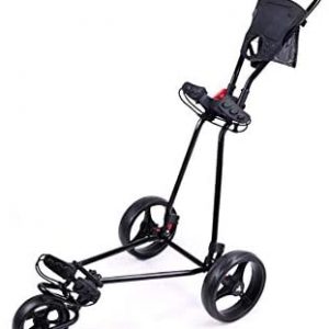 OYJFAX Folding 360 Swivel 3 Wheel Golf Push Cart with 360 Rotating Front Wheel, One Second to Open and Close Folding Cart, Collapsible Golf Trolley,Lightweight Golf Cart