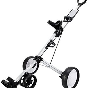 NBCDY Push Pull Golf Cart, Golf 2-Wheeled Cart with 360 Rotating Front Wheel, Smallest Folding Lightweight Golf CART, One Second to Open and Close Folding Cart